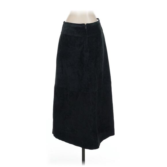 Valerie Stevens - Vintage Black Leather Suede Long Midi A Line Skirt Western M - Picture 2 of 4